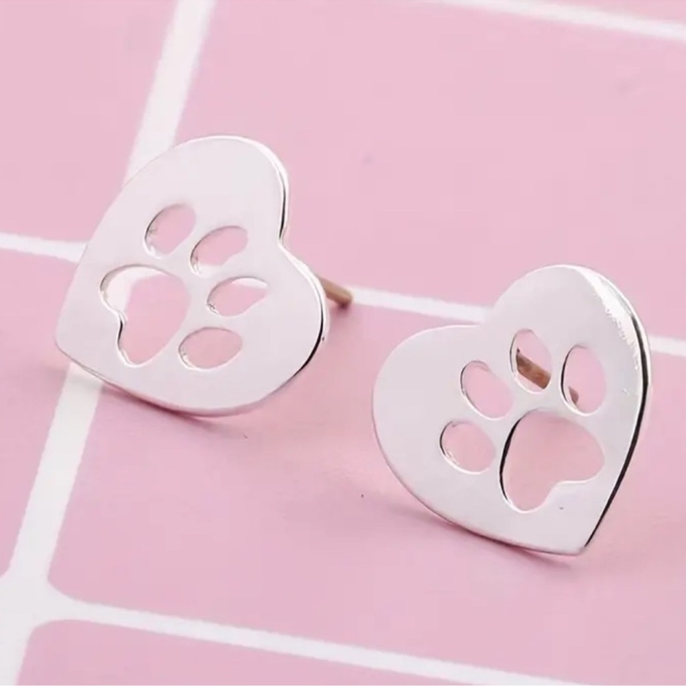 Heart Shaped Paw Print Earrings